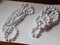 2 White Fused String Vintage Necklaces 46 Inch Beaded Princess Length Necklace